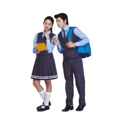 Navy Blue and Sky Blue Solid School Uniform for Boys and Girls in