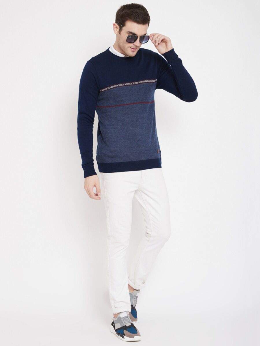 Neva SRB2017 Mens Round Neck Full Sleeves Knitted Pattern Sweater