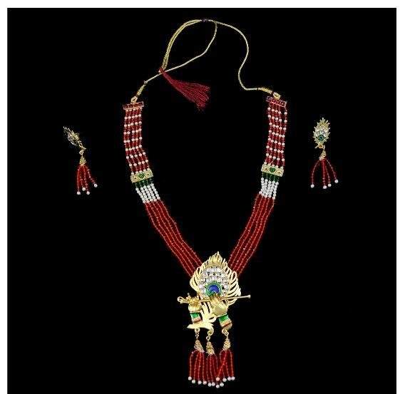 New Rajasthani Rani Haar With Red Colour in Alloy and Stone for