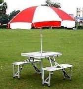 Buy Mk New Heavy Duty Aluminium Portable Folding Picnic Table Amp Chairs Set With Umbrella Features Price Reviews Online In India Justdial
