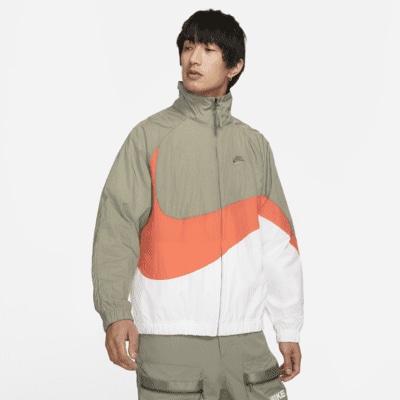 Nike Mens Sportswear Woven Jacket (Light Army/Turf Orange/White