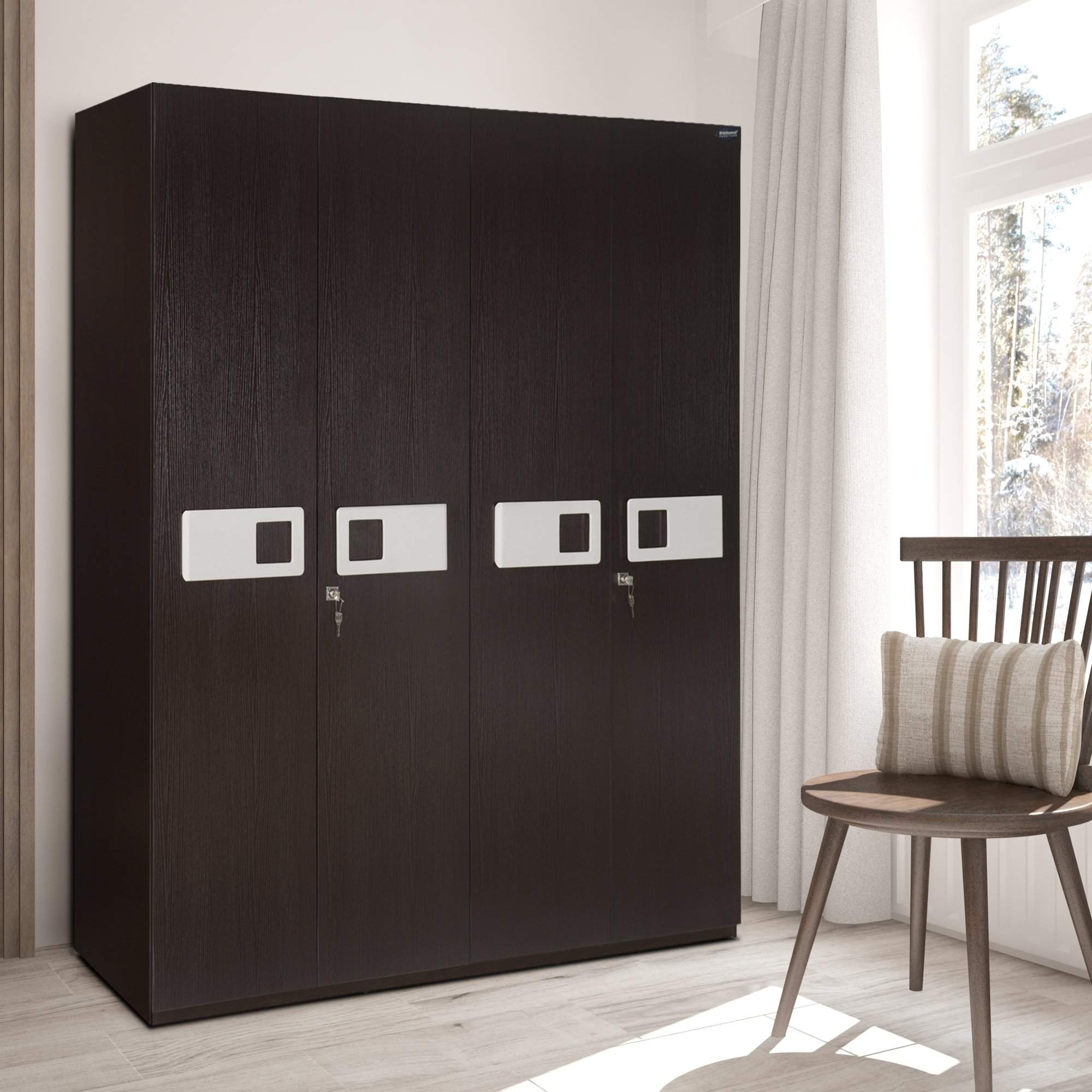 Nilkamal Riva Door Wardrobe With Mirror (New Wenge)