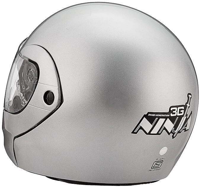 Studds Ninja 3G Economy Flip Up Full Face Helmet (Silver Grey, L