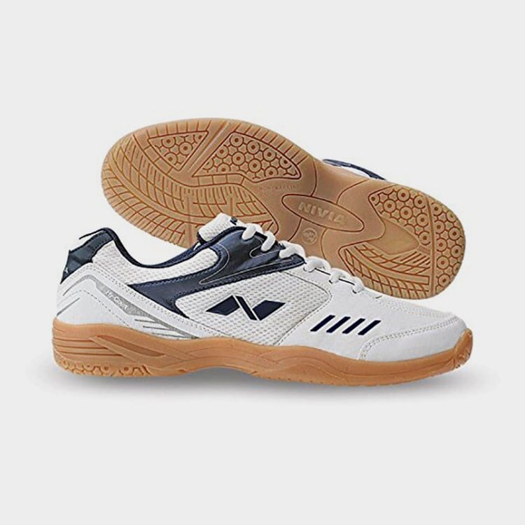 NIVIA Men'S Hy-Court Mesh Pvc White Badminton Shoes Size 10 Uk in