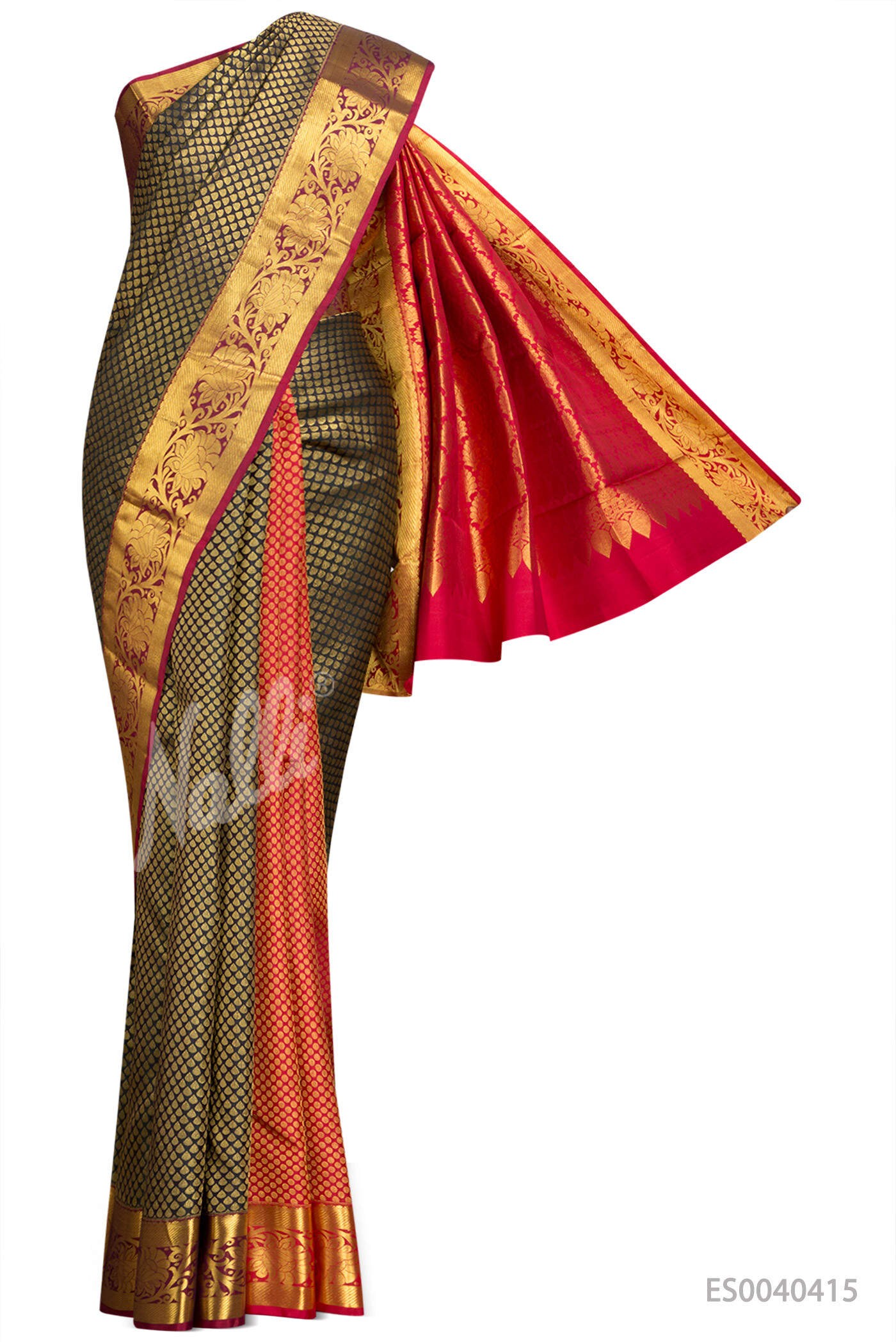 Nalli Partli Pallu Kanchipuram Silk Party Saree (Red) in Kurnool