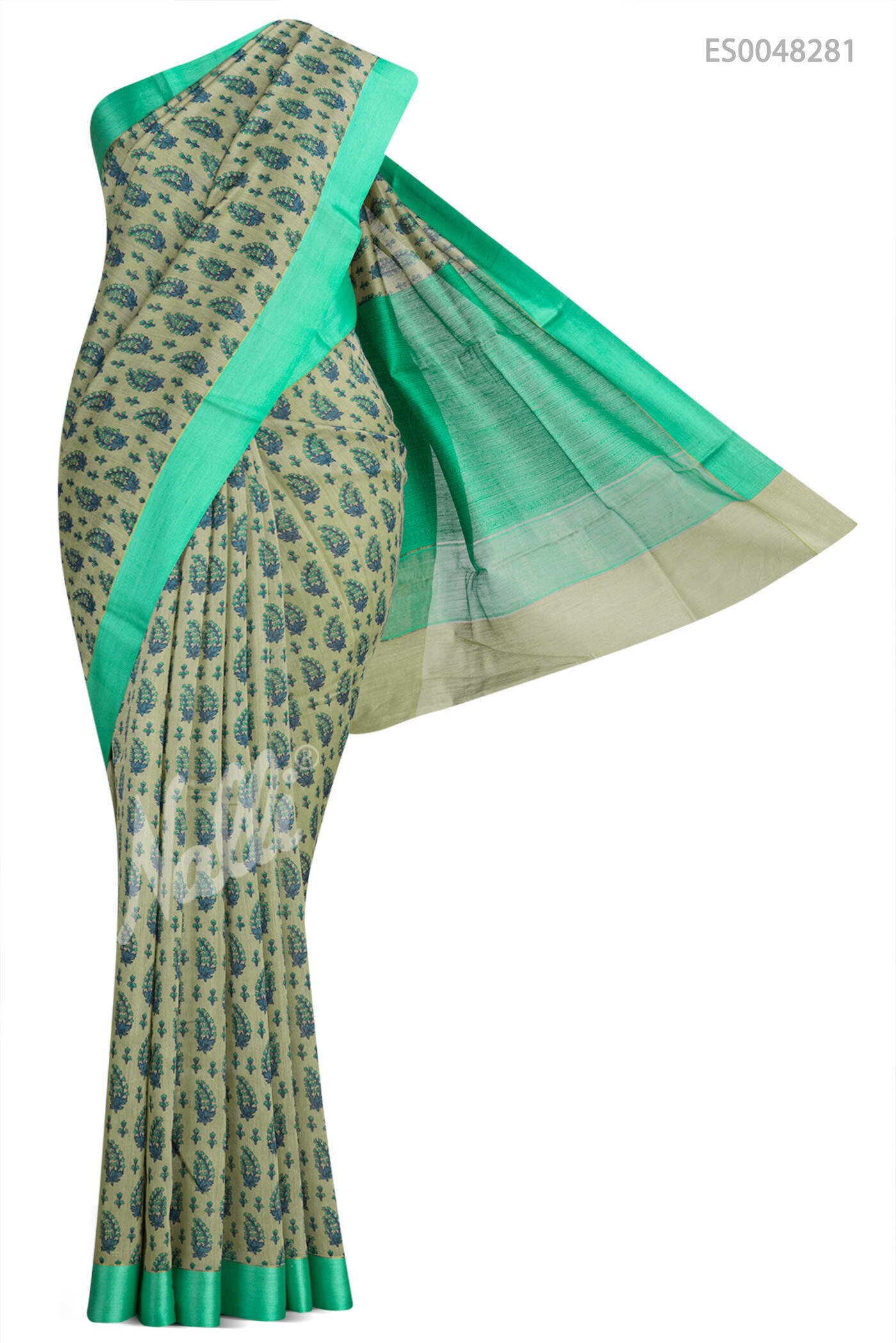 Nalli ES0048281 Printed Bhagalpuri Silk Silk Saree (Beige) in