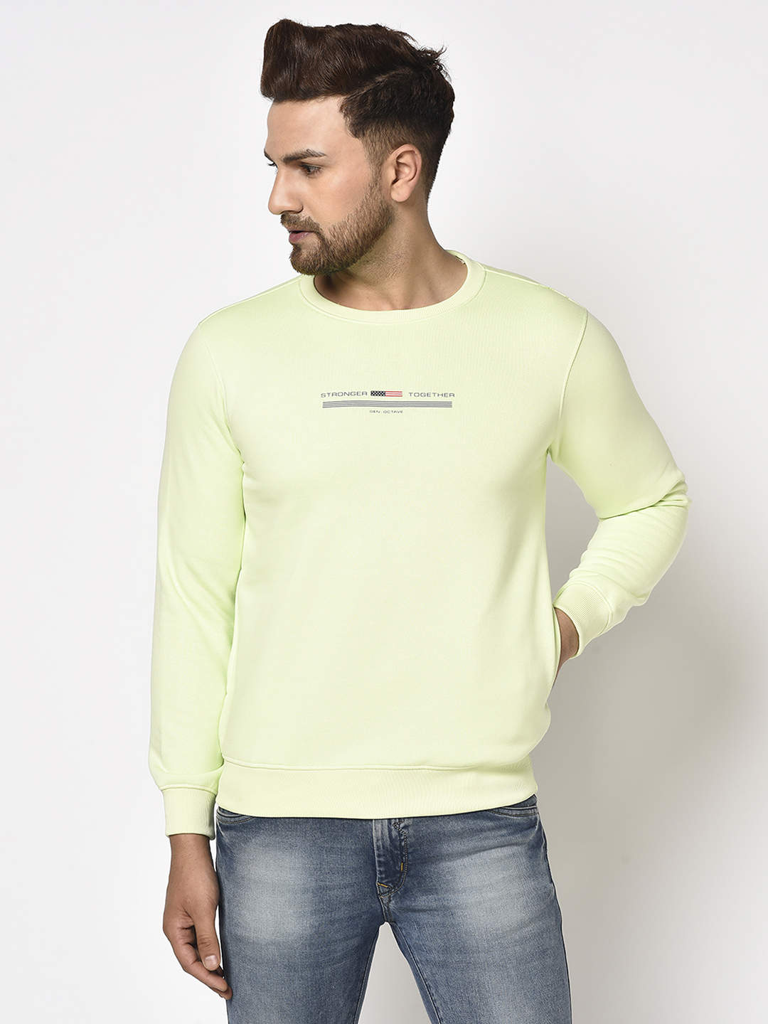 Octave Men Casual Fleece Sweatshirts (Neon Green) in Jaipur at