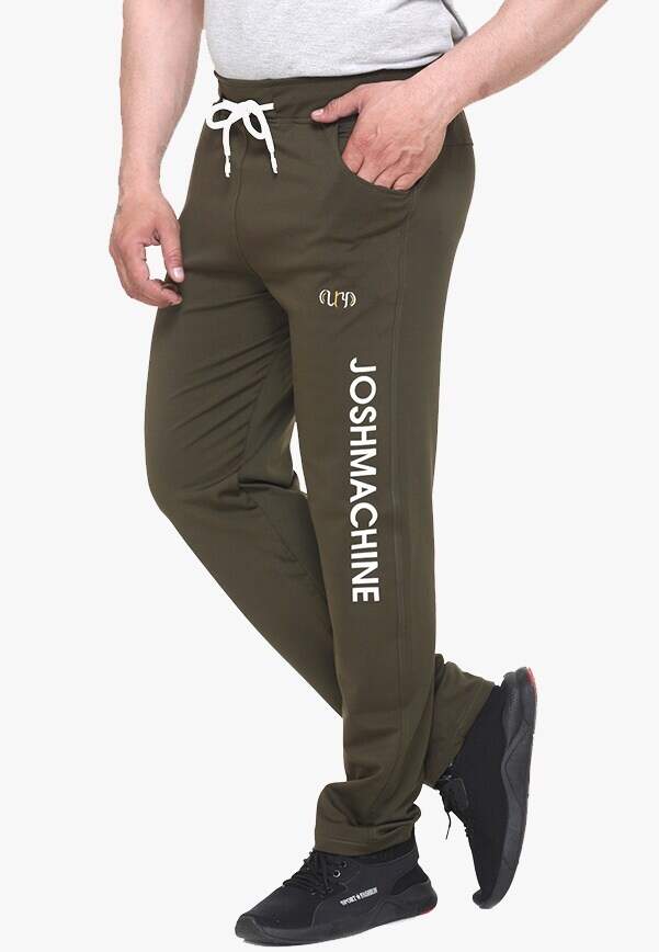 Olive URY Printed Gym Wear Regular Fit Track Pants For Men Sports