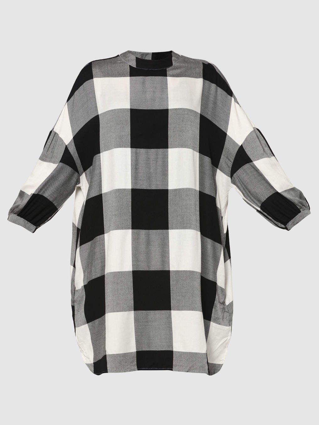 ONLY Black White Buffalo Check Shift Dress (Size: 38, 15176435