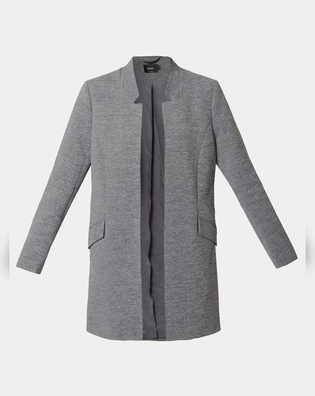 ONLY 205970201-Medium-Grey-Melange L Grey Front Open Coat in