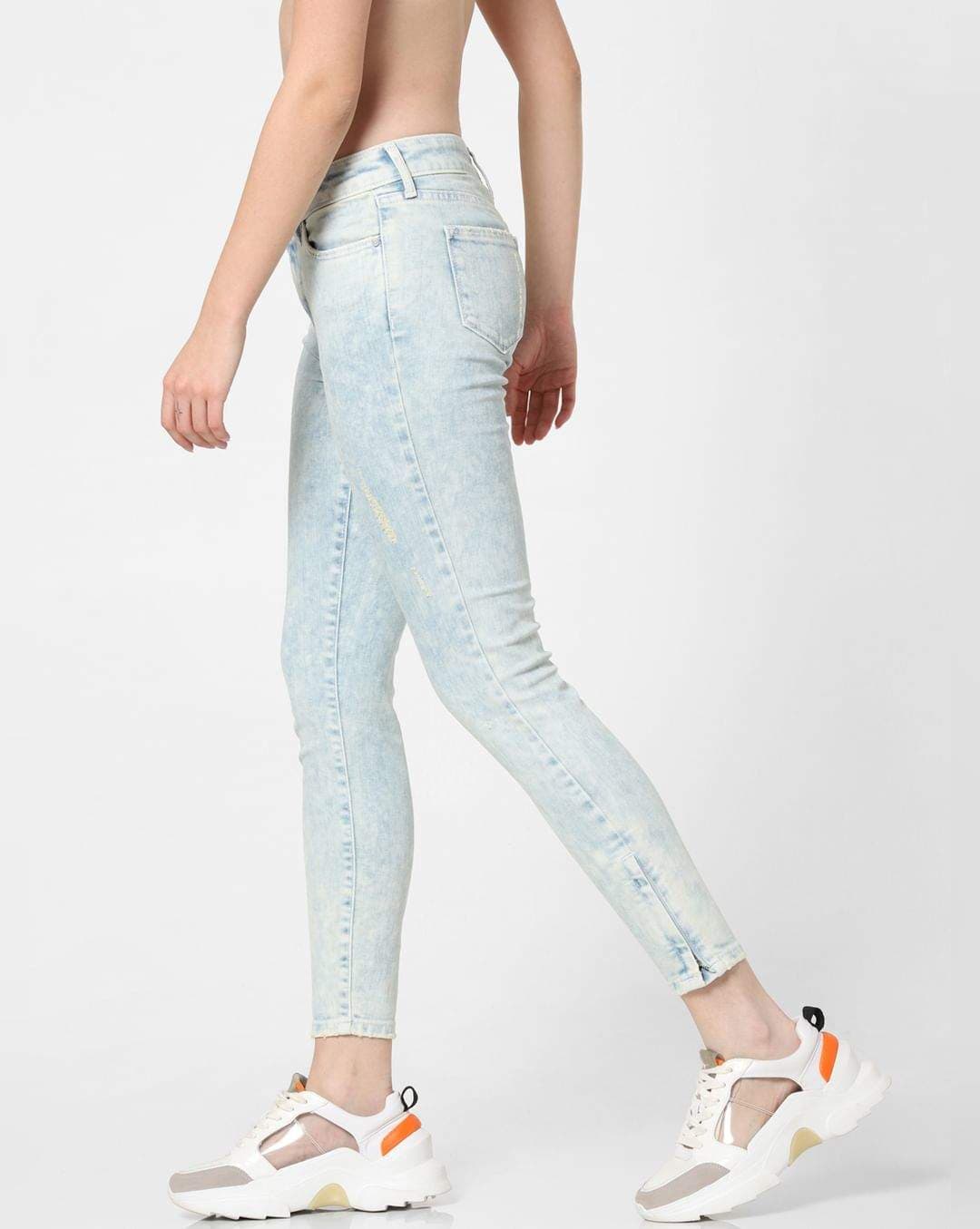 ONLY 210825601-Light-Blue-Denim 30 Light Blue Mid Rise Ice Washed - Main Image