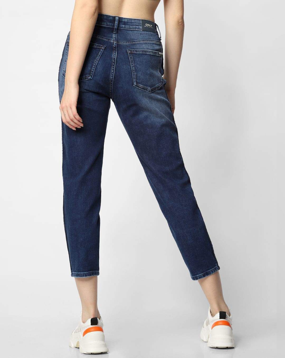Low Rise Tape Detail Straight Fit Jeans 