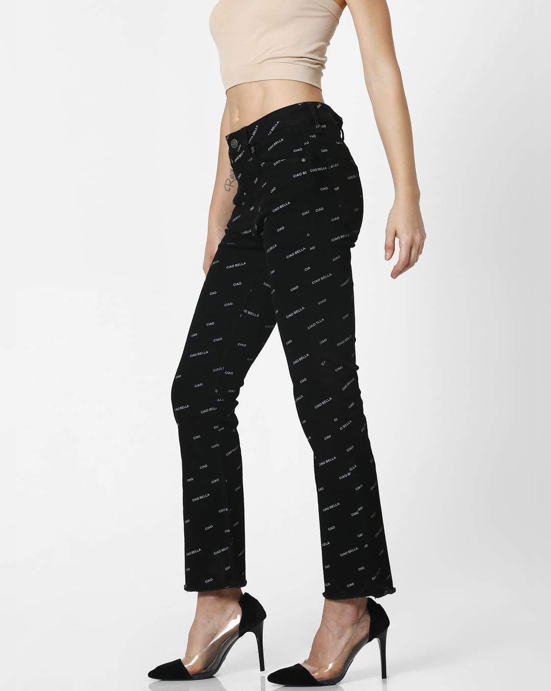 ONLY 209055201-Black-Denim 29 Black Mid Rise All Over Print