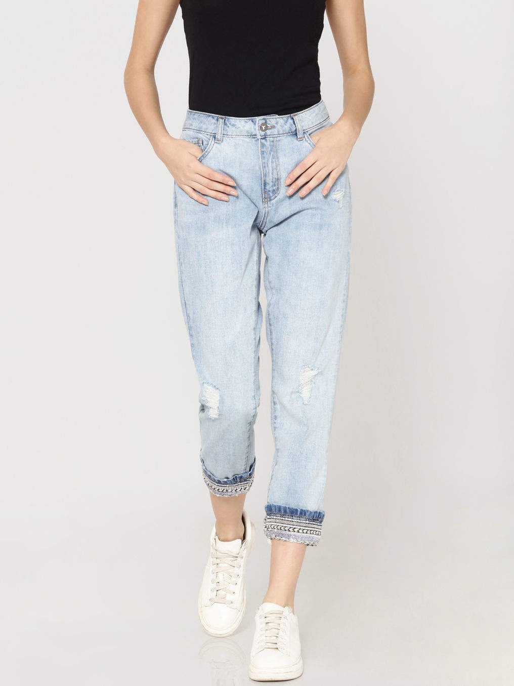 Ripped Jeans Topshop Spray Mom Jeans Extreme Ripped Jeans Front