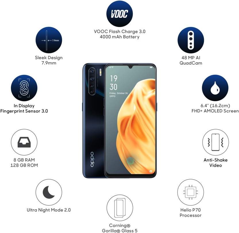 Oppo F15 (RAM 8GB, 128GB, Lightening Black) in Delhi at ₹ 21,841