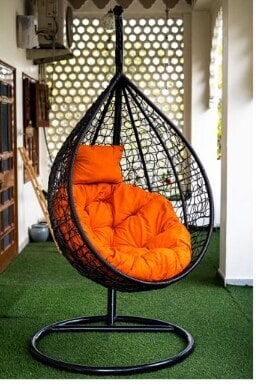 Orange Egg Shaped Basket Swing Chair with Cushion in Navi-Mumbai