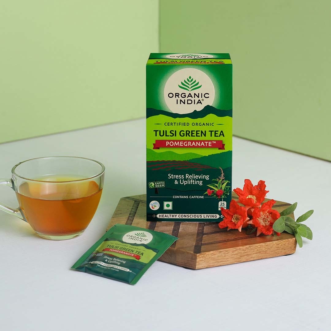 Organic India 1400059 Tulsi Green Tea Pomegranate Flavour 25 Infusion ...