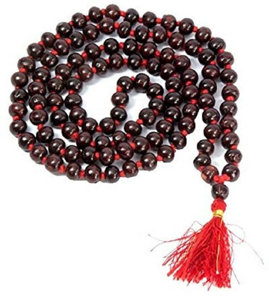 Original Red Sandalwood Knotted Chandan Jaap Mala 10 MM in