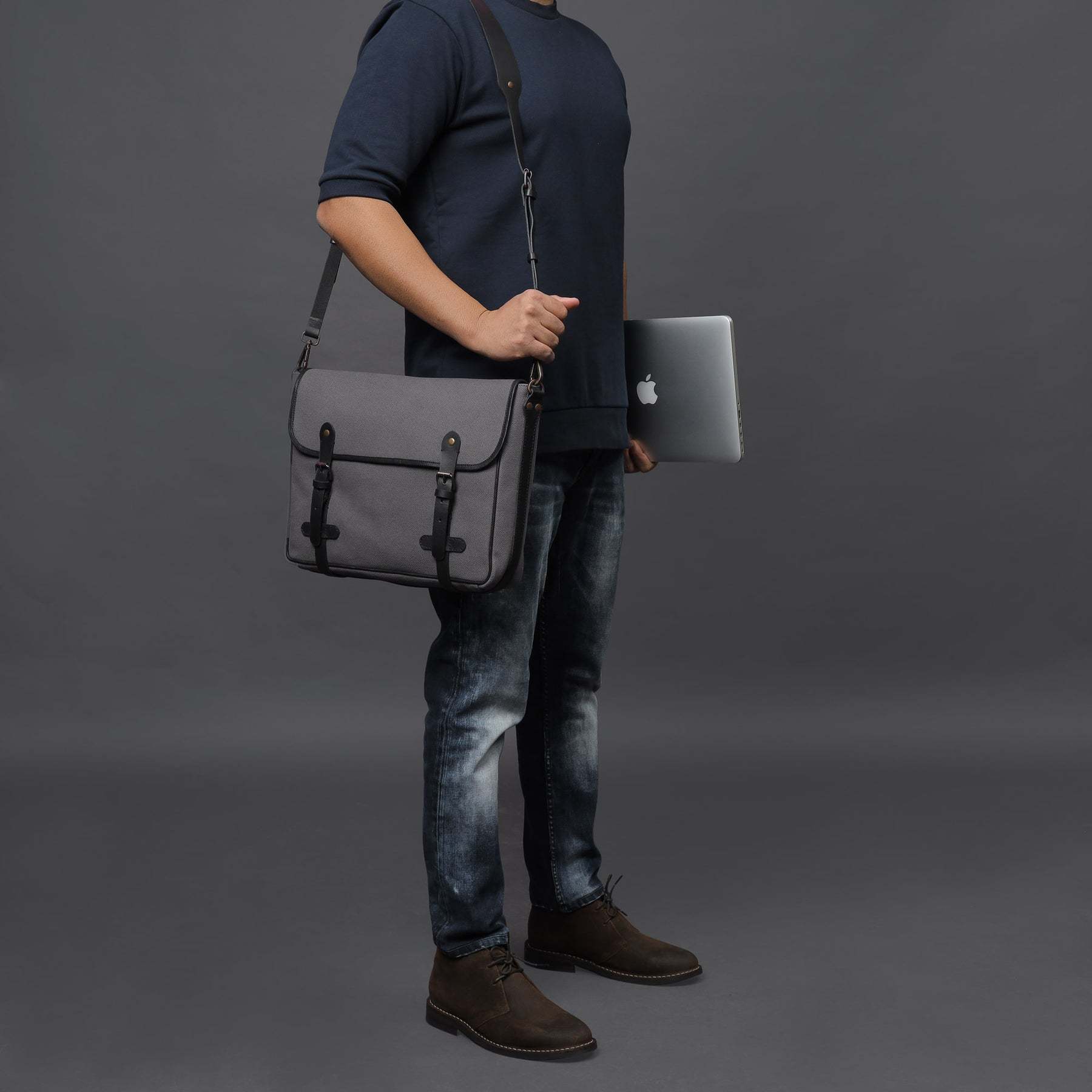 Oslo Canvas Messenger Bag Charcoal in Delhi at ₹ 10,499 Unit by
