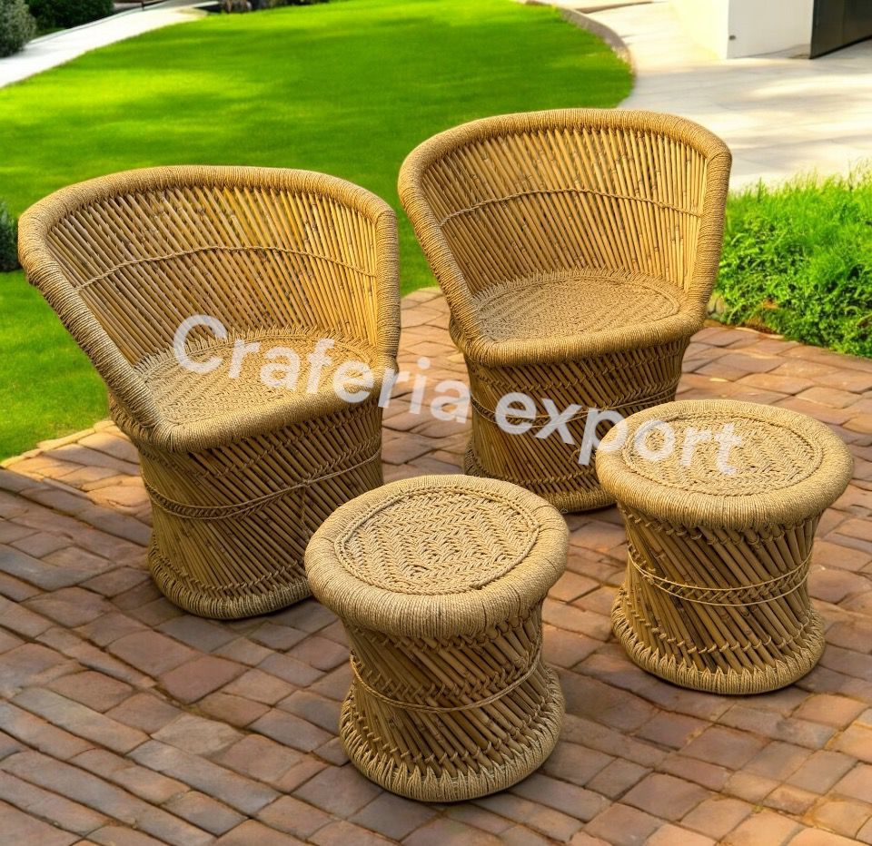 Outdoor Outside Bamboo Sitting Furniture Chair For Garden Terrace