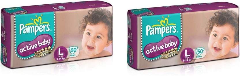 Pampers Active Baby Diaper Large L (50 Pieces)pack of L (100