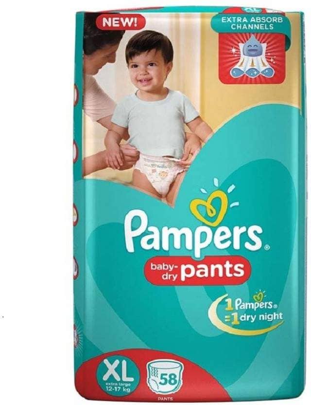 Pampers Baby Dry Pants XL Diaper (58 Pieces, 1-3 Years) in