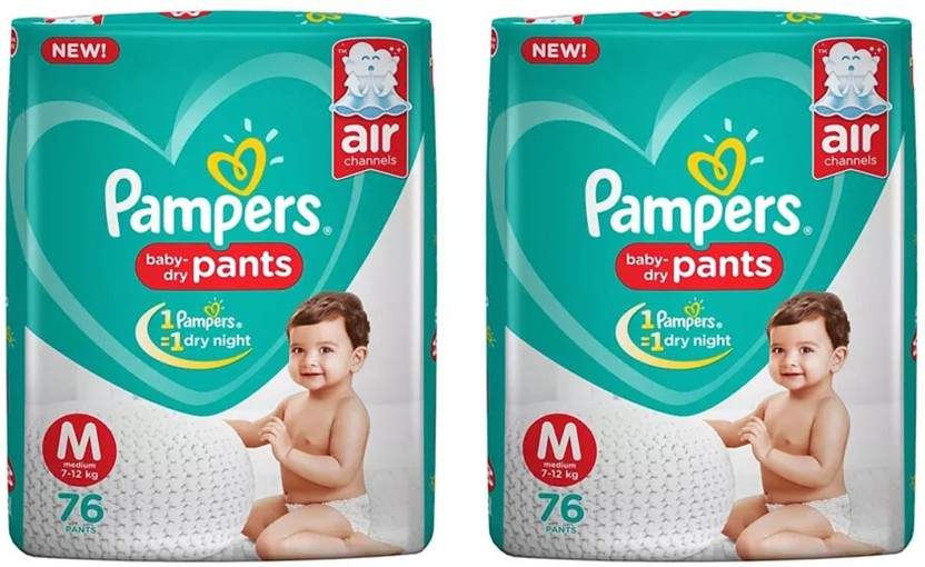 Pampers BABY PANT TYPE Diaper, SIZE MEDIUM, 76 PACK, SET OF