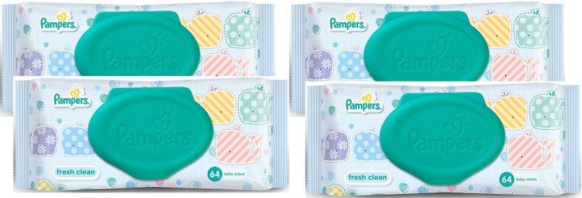 Pampers Fresh Clean Baby Wipes Combo (Per pack 64 Wipes, Packs - Main Image