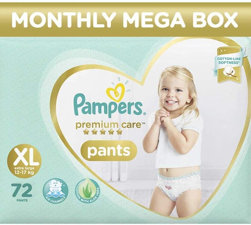 Pampers Premium Care Pants Diaper Monthly Box Pack, X-Large, 72