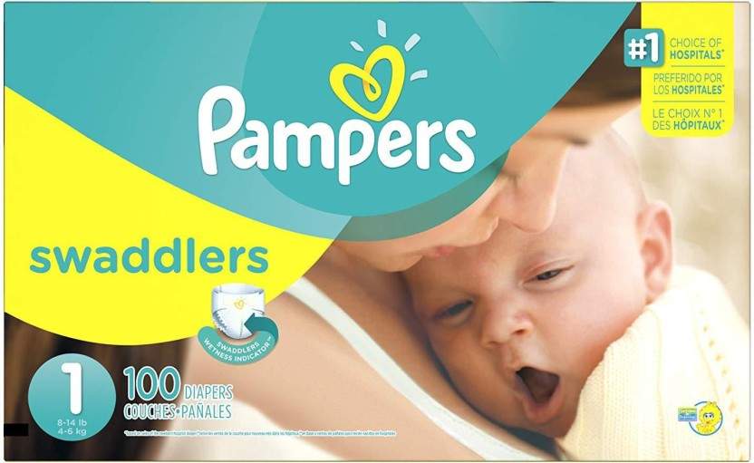 Pampers Swaddlers Newborn Diaper, Size 1, 100 Count New Born