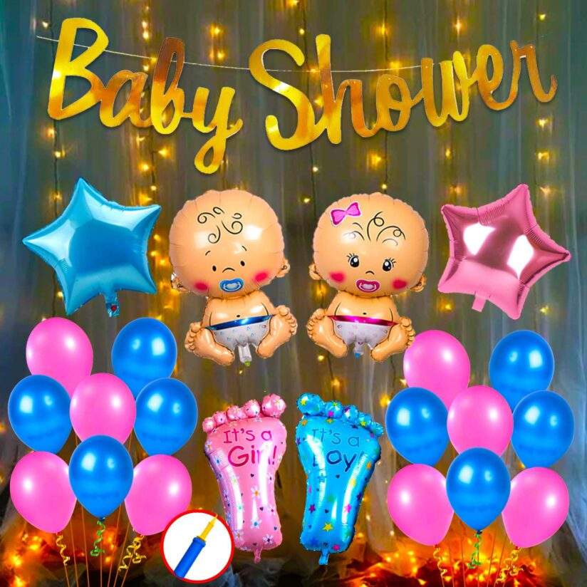 PARTY PROPZ Baby Shower Combo Decorations Material Set-48 Pcs Baby