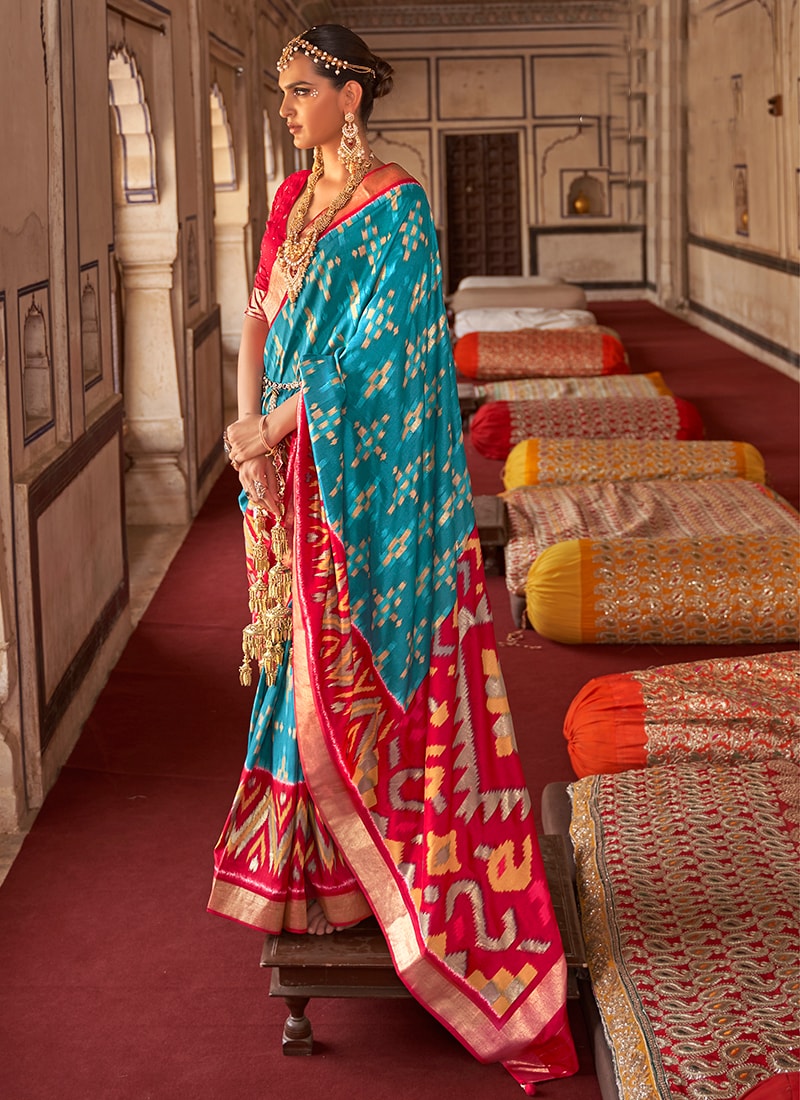 Party Wear Blue Patola Saree in Banarasi Style in Jaipur at best price by Santosh Rajputi Dresses - Justdial Party Wear Blue Patola Saree in Banarasi Style in Jaipur at best price by Santosh Rajputi Dresses - Justdial