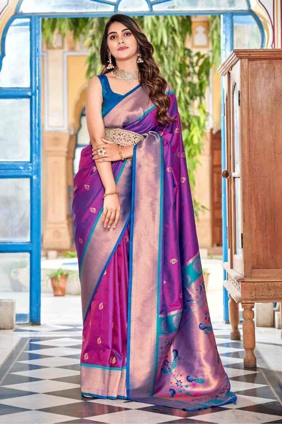 Party Wear Paithani Silk Saree (Purple) in Coimbatore at ₹ 1,000