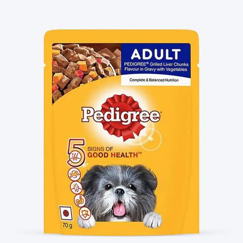 test Pedigree Grilled Liver Chunks with Vegetables Gravy Adult Wet