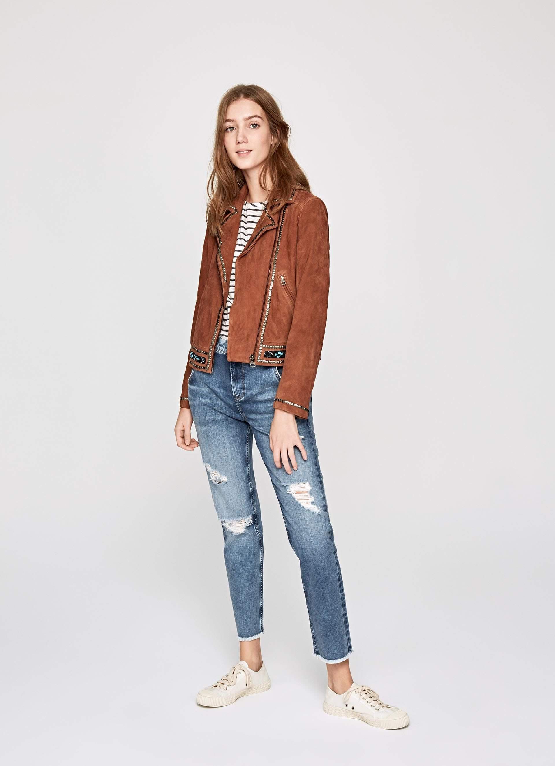 Pepe Jeans Jolene Suede Jacket [PL401642] Sandstorm XL in Mumbai
