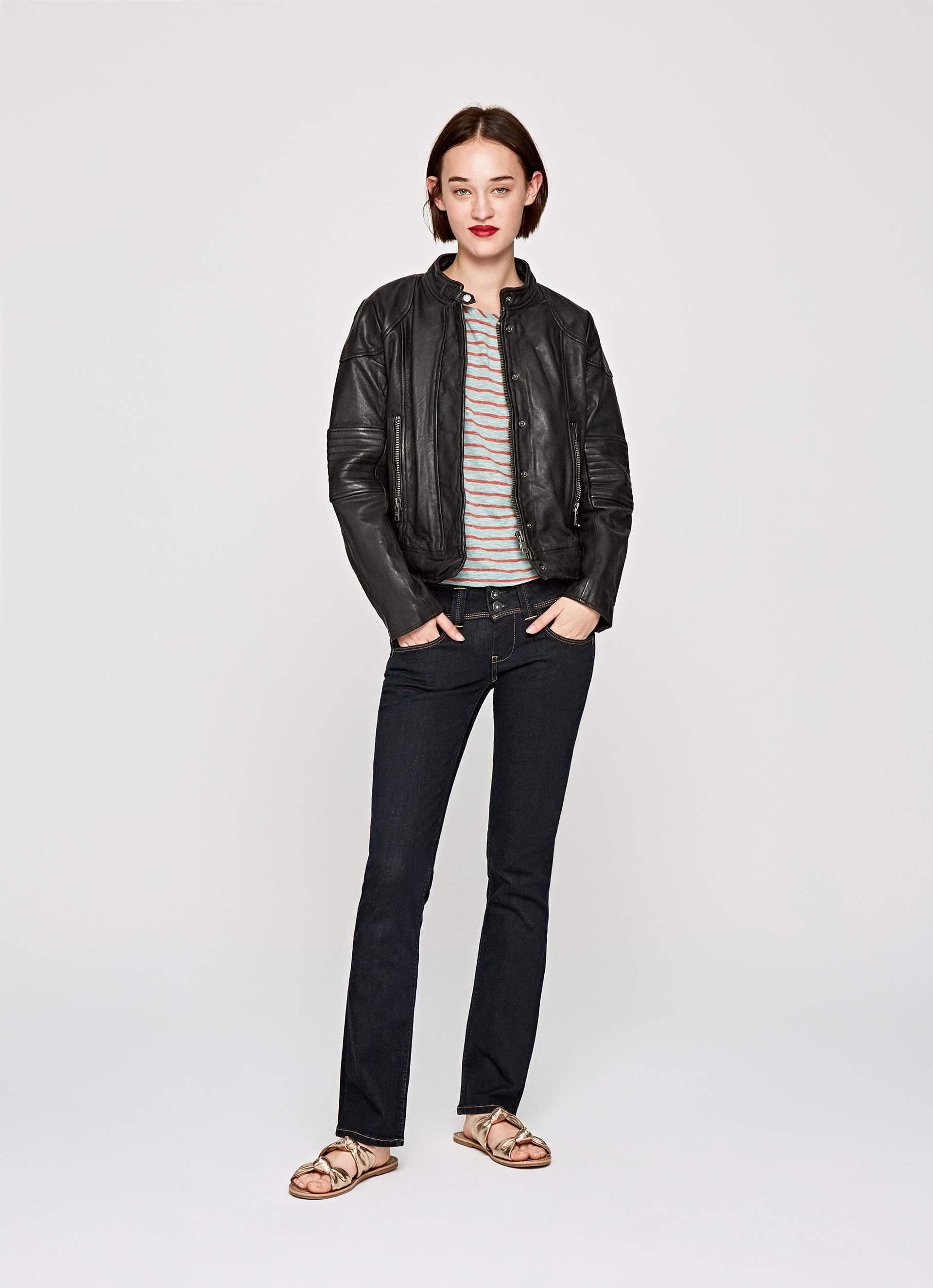 Pepe Jeans Leather Jacket 'Tina' [PL401552] Black S in Chennai at best  price by Oceans Sports - Justdial
