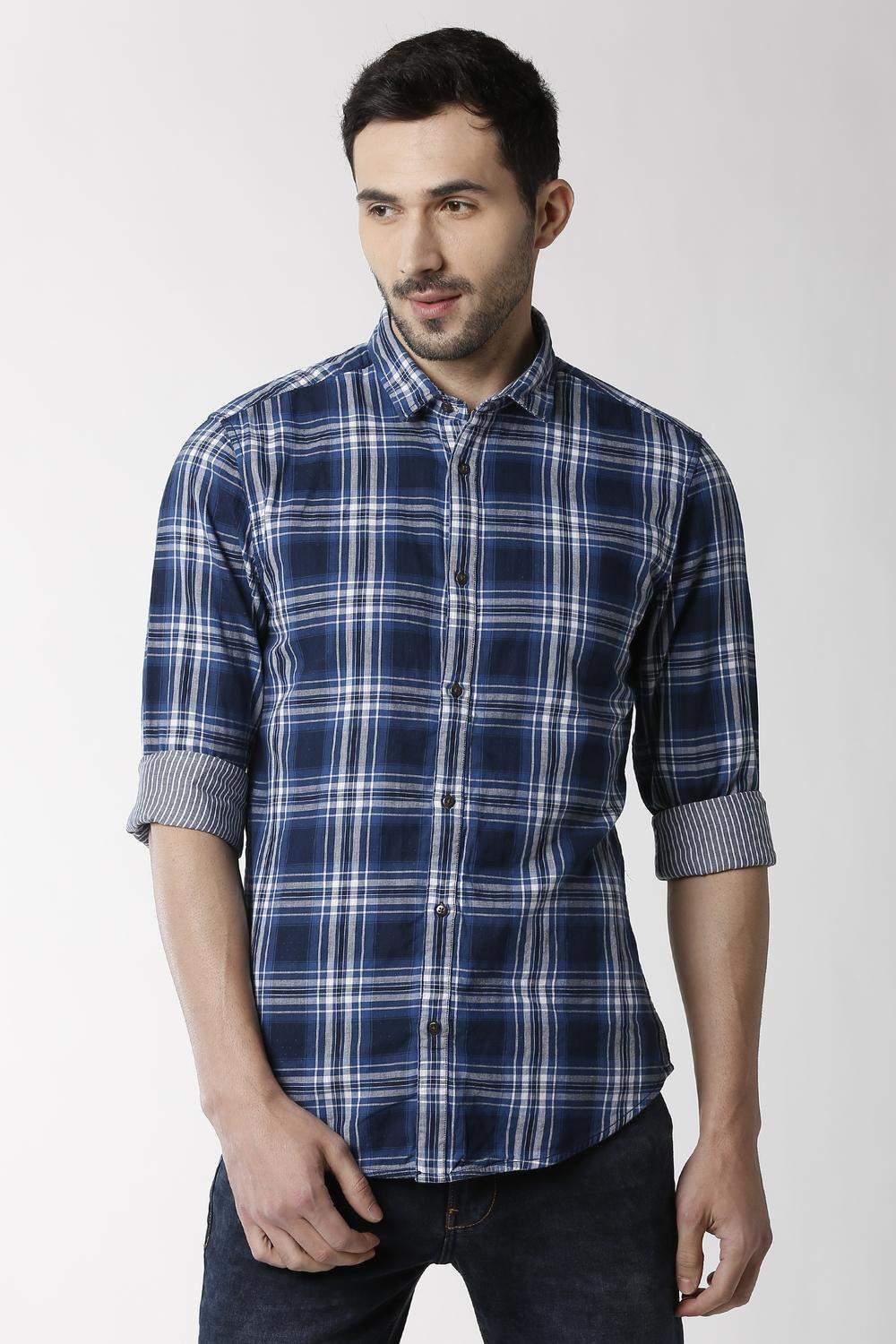 PETER ENGLAND Blue Reversible Full Sleeves Casual Shirt 357123 [38