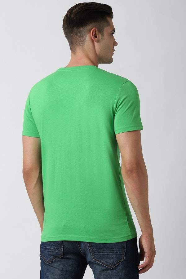 Peter England Green Crew Neck T Shirt 