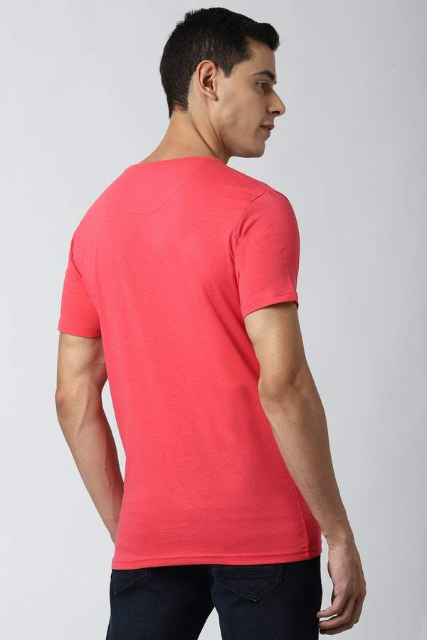 Peter England Red Crew Neck T Shirt 