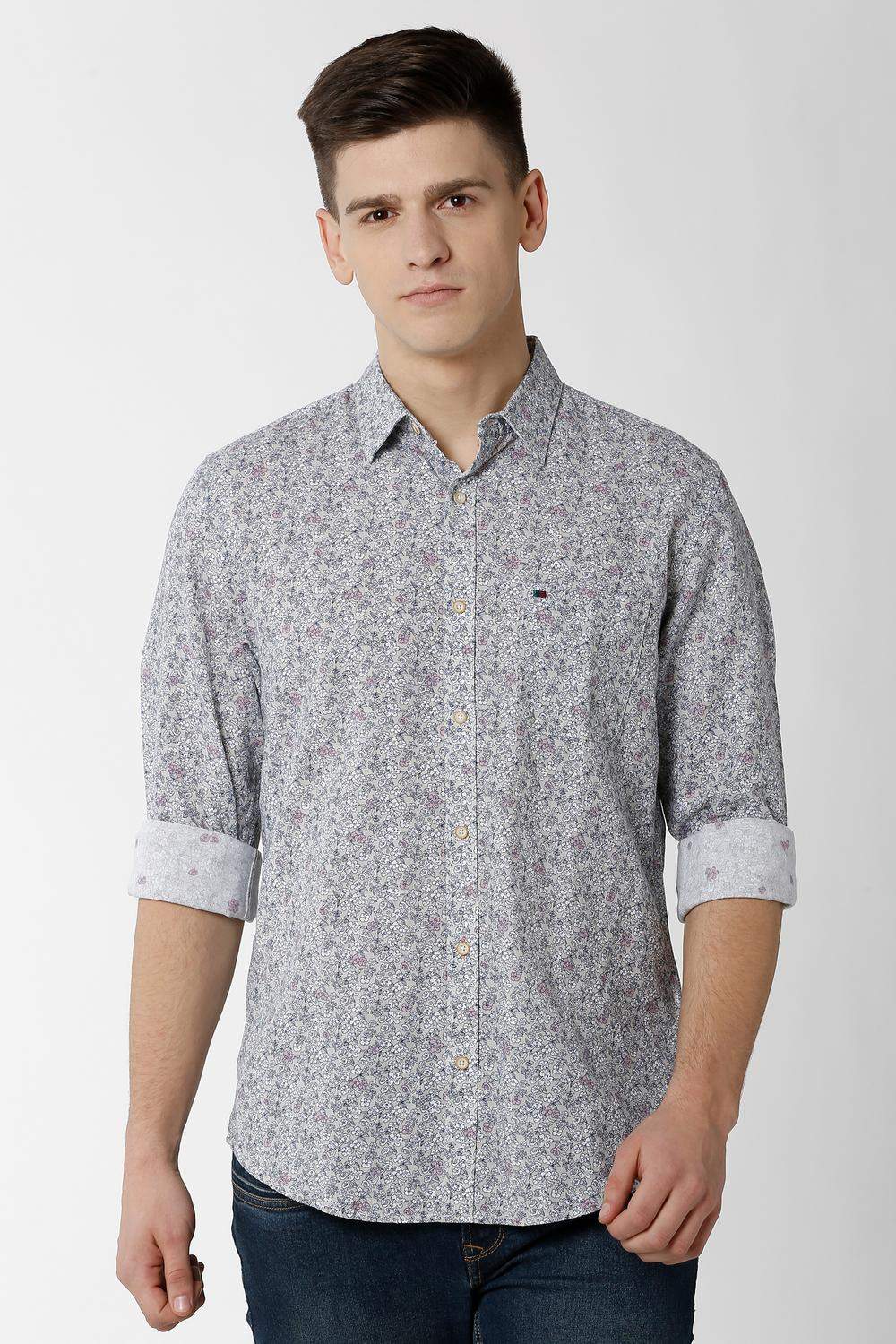 PETER ENGLAND Grey Full Sleeves Casual Shirt 354106 [38] in