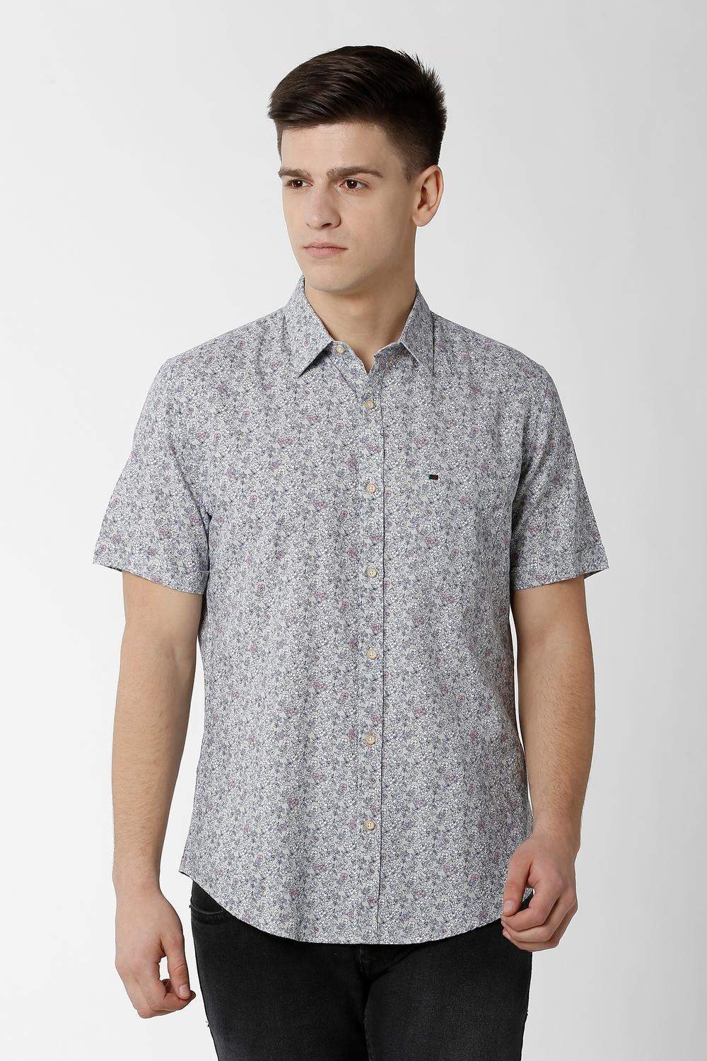 Half Sleeve Peter England Casual Shirts Online PETER ENGLAND Grey