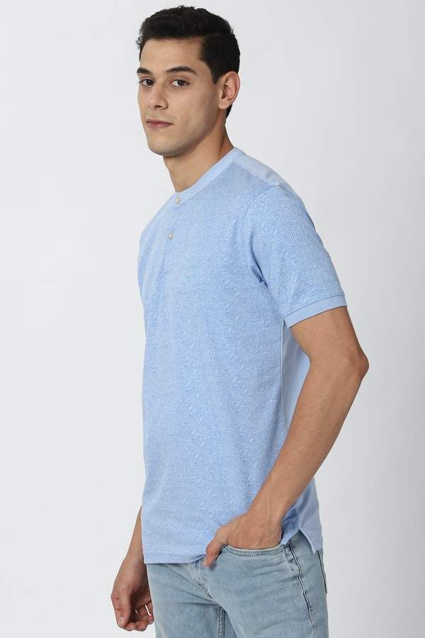 Peter England Blue T Shirt (Size - S 