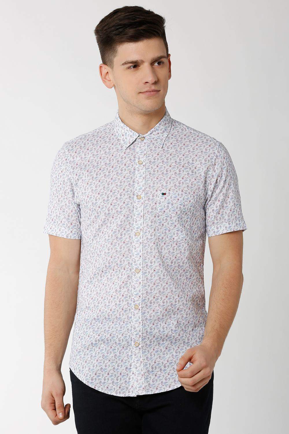 PETER ENGLAND White Half Sleeves Casual Shirt 354914 [50] in Delhi