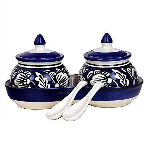 Buy Craftghar Ceramic Pickle Jar Set 7 Piece Blue Features