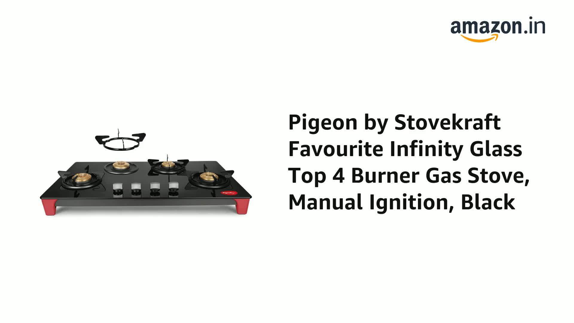 Pigeon Manual Ignition, Black Stovekraft Infinity Glass Top