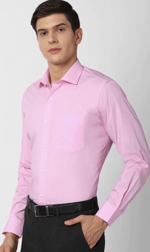 Men's Slim Fit Pink Cotton Formal Shirt Full Sleeves in Mumbai