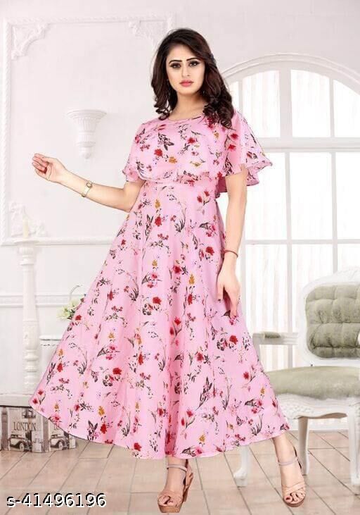 Pink Floral Women's Casual/Party Dress, Polyester/Cotton, A-line