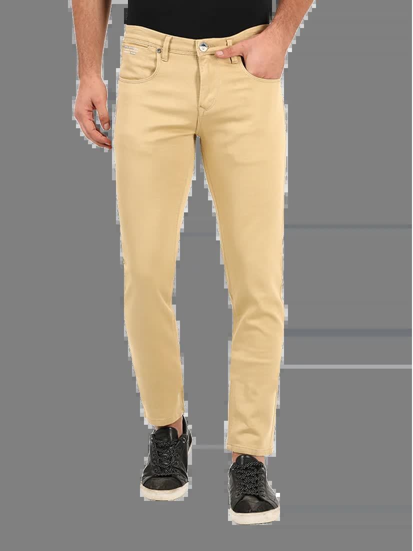 Plain Casual Denim Trouser For Men (Khaki), Size- M TO 2XL in