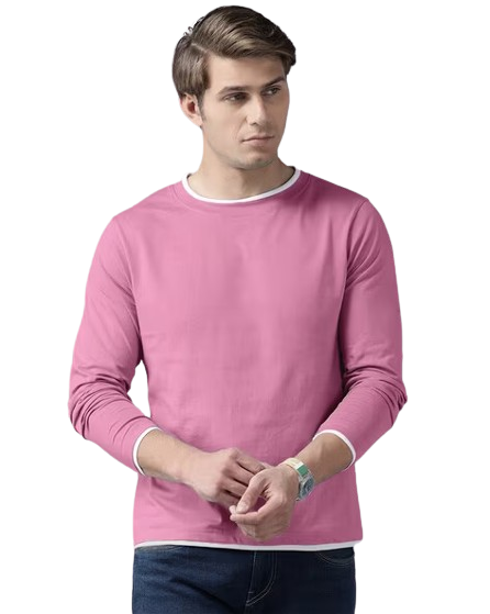 Plain Cotton Full Sleeve T Shirt For Mens Pink in Bangalore at