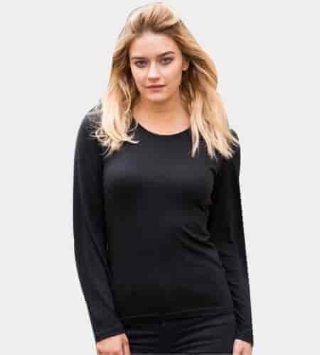 Plain Cotton Full Sleeves T Shirt For Women Black in Ahmedabad